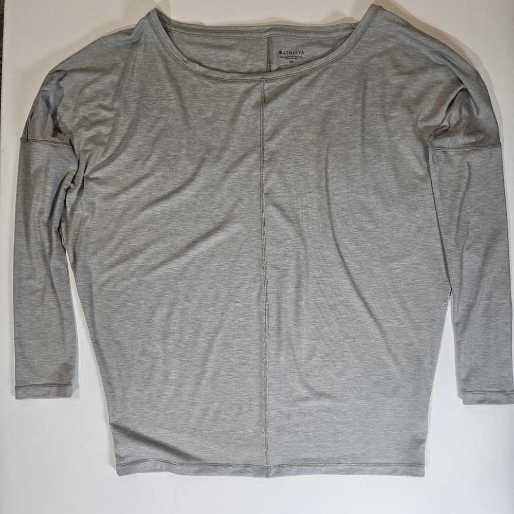 Athleta Womens T-shirt Size XS Grey Moisture Wicking Activewear Athletic Tee